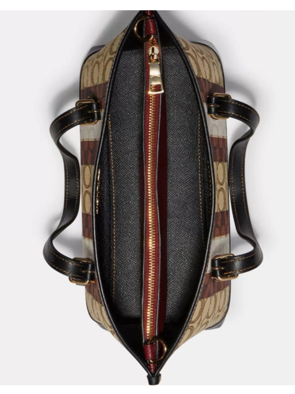 COACH Mollie Tote 25 In Signature Jacquard With Stripes Bag Brown Black READ - Picture 5 of 17